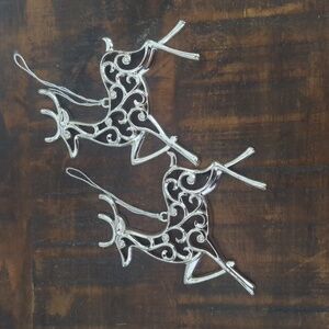 2 Lenox deer reindeer ornaments